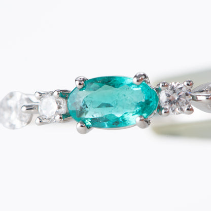 ブラジル産パライバトルマリンxダイヤモンドプラチナ製リング(0.39ct 0.37 Pt950 GIA)