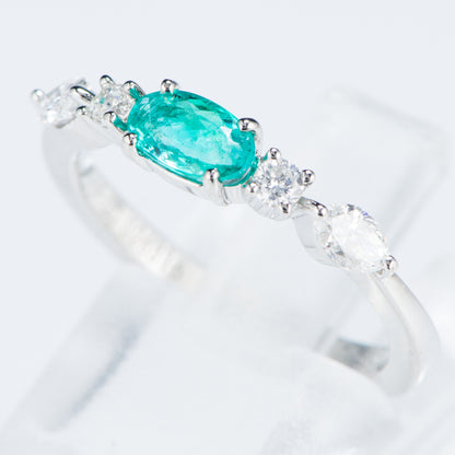 ブラジル産パライバトルマリンxダイヤモンドプラチナ製リング(0.39ct 0.37 Pt950 GIA)