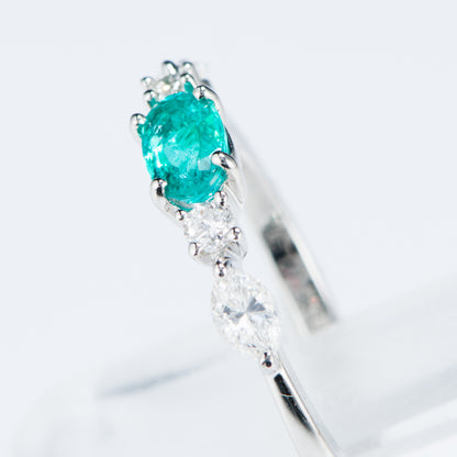 ブラジル産パライバトルマリンxダイヤモンドプラチナ製リング(0.39ct 0.37 Pt950 GIA)