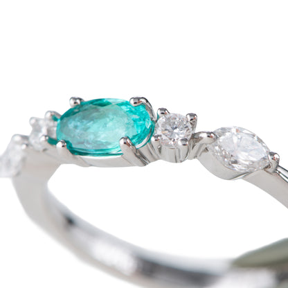 ブラジル産パライバトルマリンxダイヤモンドプラチナ製リング(0.39ct 0.37 Pt950 GIA)