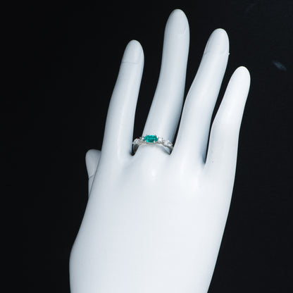 ブラジル産パライバトルマリンxダイヤモンドプラチナ製リング(0.39ct 0.37 Pt950 GIA)