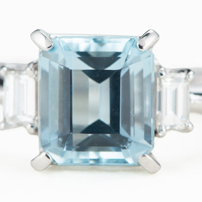 アクアマリン　プラチナ製リング To: 2.73ct D:0.30ct Pt900