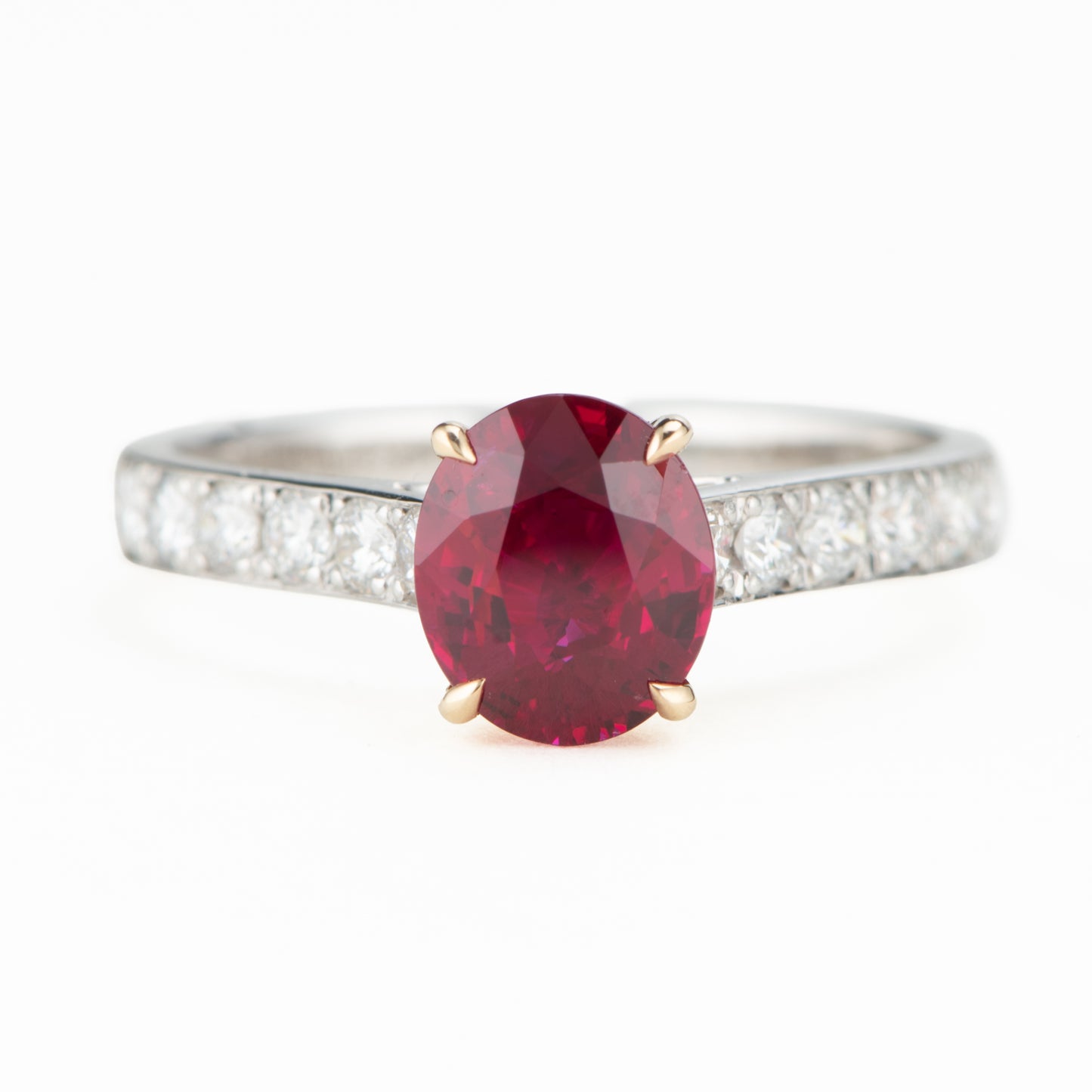 ビルマ産ルビー　ピジョンブラッドプラチナリング R: 1.47ct D:0.52ct Pt900/K18YG