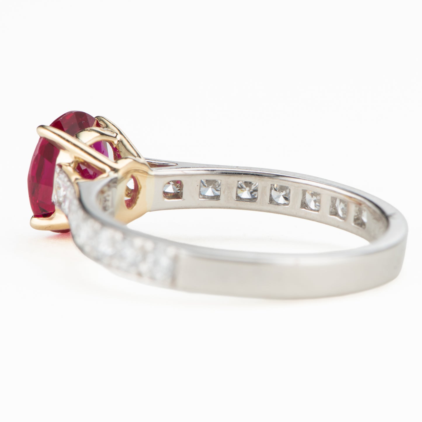 ビルマ産ルビー　ピジョンブラッドプラチナリング R: 1.47ct D:0.52ct Pt900/K18YG