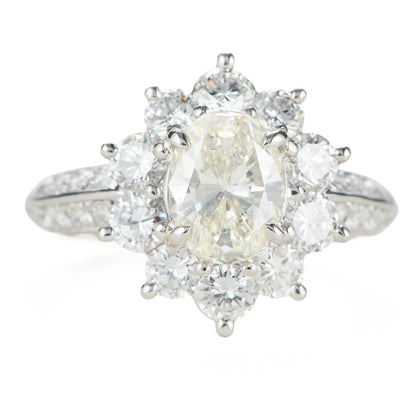2.98cttw オーバルダイヤモンドダイヤモンド プラチナリング D: 1.51ct D: 1.47ct M I1 Pt900 GIA