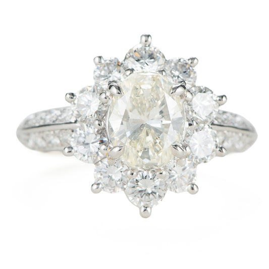 2.98cttw オーバルダイヤモンドダイヤモンド プラチナリング D: 1.51ct D: 1.47ct M I1 Pt900 GIA