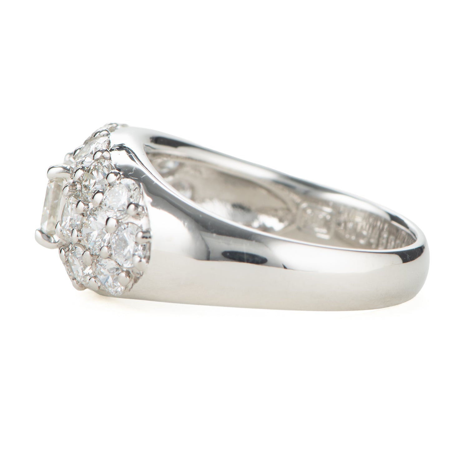 合計2.42ct エメラルドカットダイヤモンド　パヴェ プラチナリング 2.42twct (D: 0.80ct D: 1.62ct) Pt900 GIA