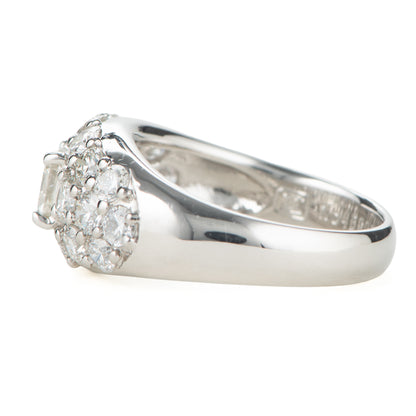 合計2.42ct エメラルドカットダイヤモンド　パヴェ プラチナリング 2.42twct (D: 0.80ct D: 1.62ct) Pt900 GIA