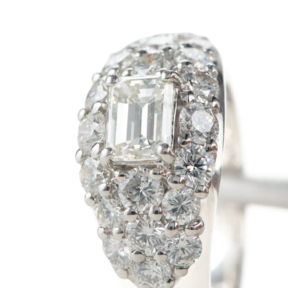 合計2.42ct エメラルドカットダイヤモンド　パヴェ プラチナリング 2.42twct (D: 0.80ct D: 1.62ct) Pt900 GIA