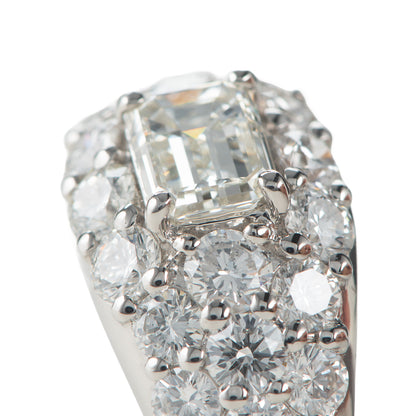 合計2.42ct エメラルドカットダイヤモンド　パヴェ プラチナリング 2.42twct (D: 0.80ct D: 1.62ct) Pt900 GIA
