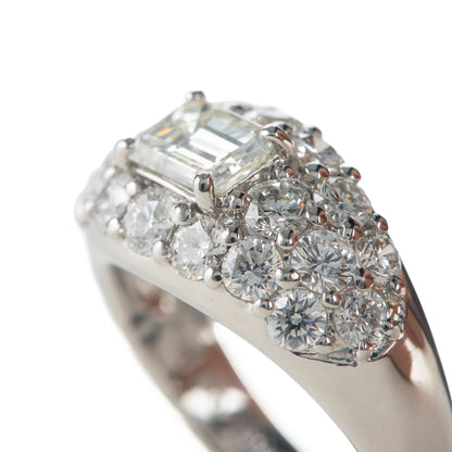 合計2.42ct エメラルドカットダイヤモンド　パヴェ プラチナリング 2.42twct (D: 0.80ct D: 1.62ct) Pt900 GIA