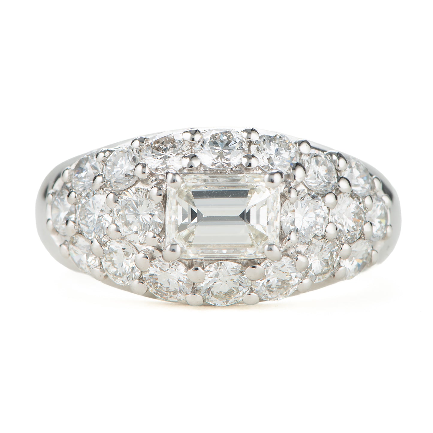 合計2.42ct エメラルドカットダイヤモンド　パヴェ プラチナリング 2.42twct (D: 0.80ct D: 1.62ct) Pt900 GIA