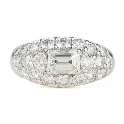 合計2.42ct エメラルドカットダイヤモンド　パヴェ プラチナリング 2.42twct (D: 0.80ct D: 1.62ct) Pt900 GIA