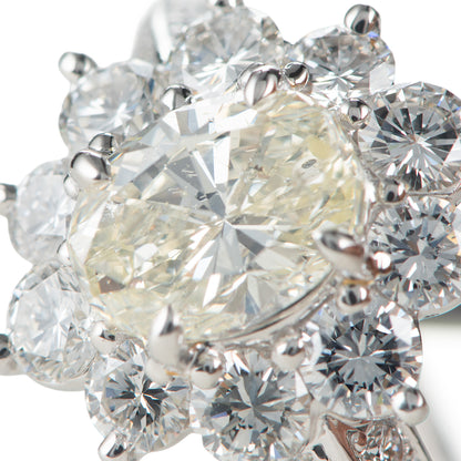2.98cttw オーバルダイヤモンドダイヤモンド プラチナリング D: 1.51ct D: 1.47ct M I1 Pt900 GIA　センター拡大写真