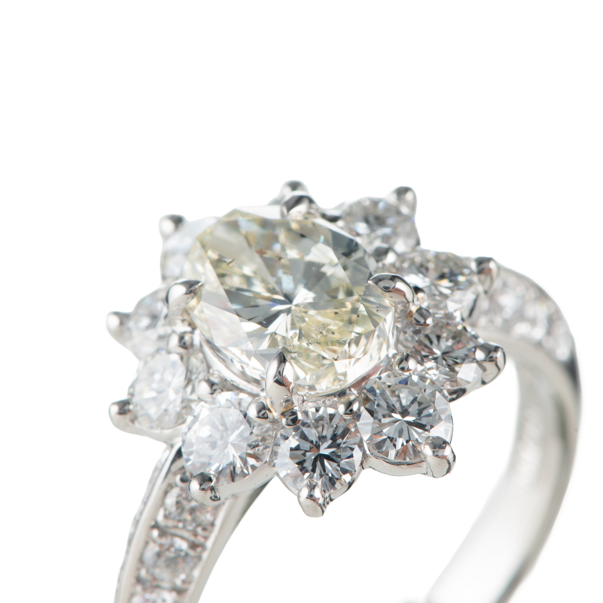 2.98cttw オーバルダイヤモンドダイヤモンド プラチナリング D: 1.51ct D: 1.47ct M I1 Pt900 GIA