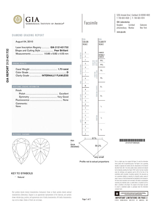 1.7ct ダイヤモンドエンゲージリングD IF (1.73ct D IF GIA Pt950)