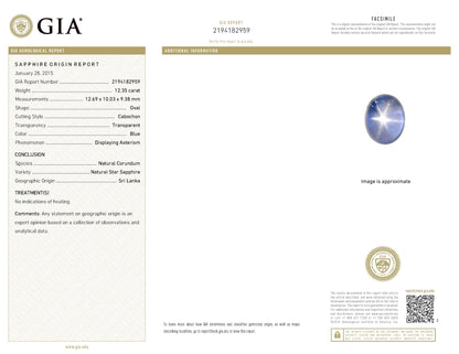 ライトニング プラチナ製スターサファイアリング (SS: 12.35ct S: 7.13ct D:0.94ct Pt950)