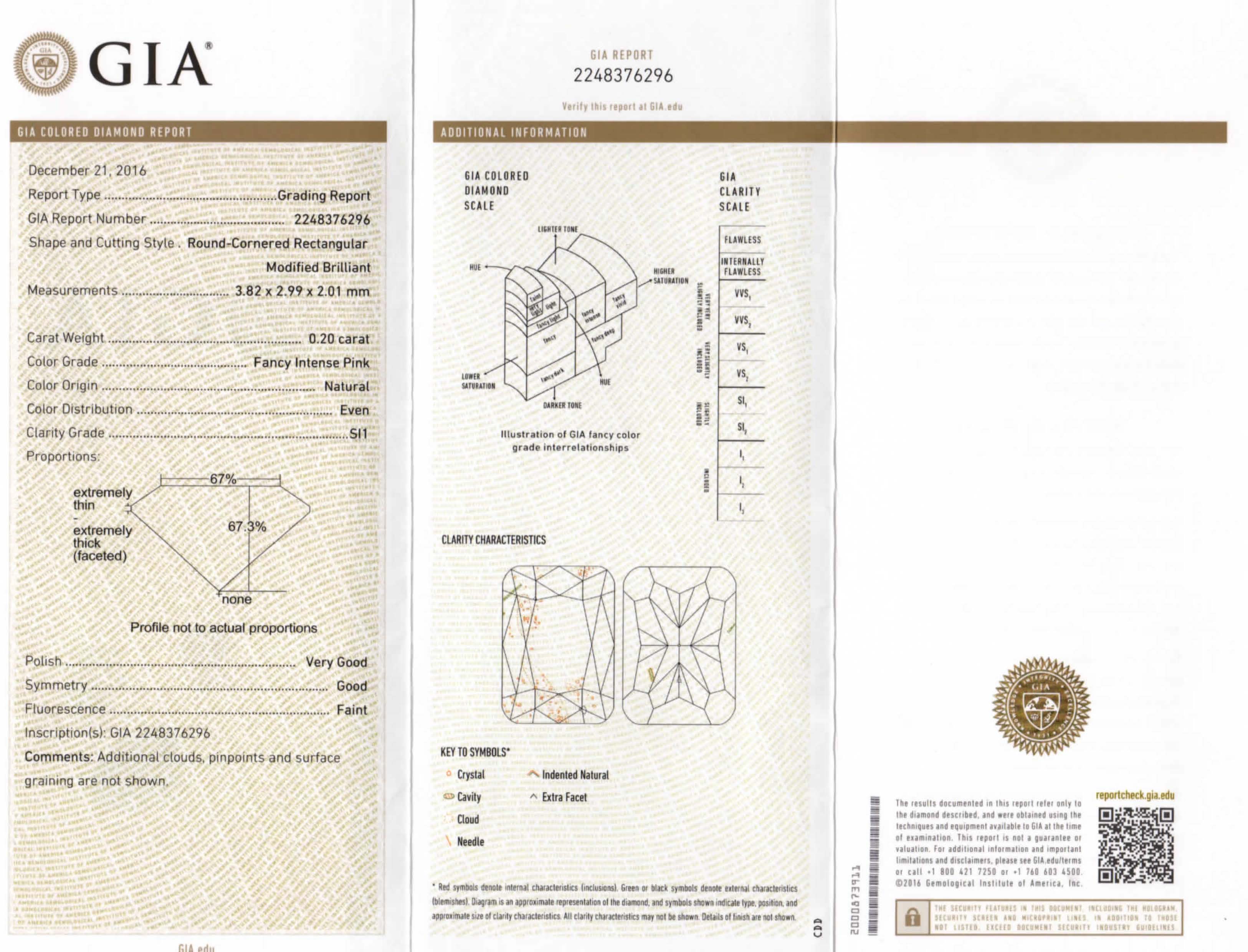 0.20ct ファンシーインテンスピンクダイヤモンドペンダントプラチナ