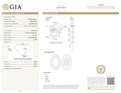0.28ct Faint  Pinkish Brown フェイントピンキッシュブラウンダイヤモンドリング D 0.28ct D0.02ct Pt950 GIA
