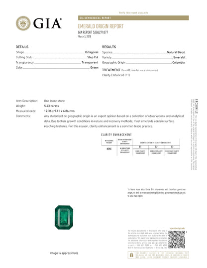 5ct コロンビア産エメラルドプラチナリング GIAレポート(E:5.43ct Pt950)