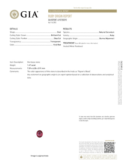 ビルマ産ルビー　ピジョンブラッドプラチナリング  R: 1.47ct D:0.52ct Pt900/K18YG