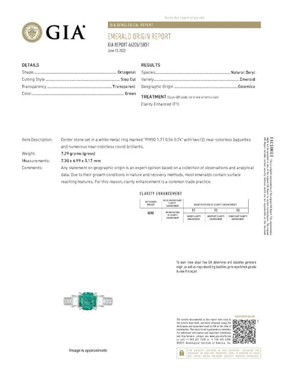 コロンビア産エメラルドxダイヤモンド プラチナリング E: 1.71ct D: 1.24ct Pt950 GIA