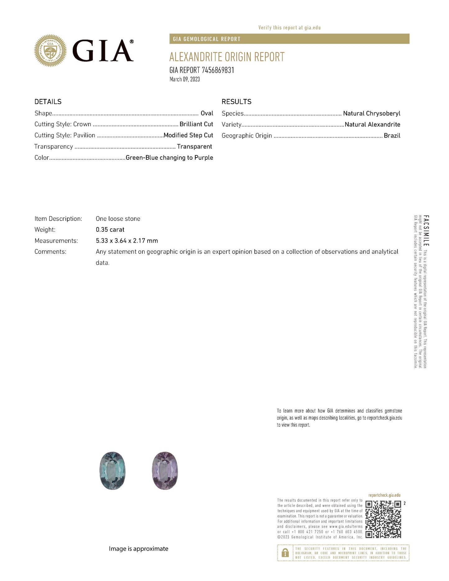 ZUISHO｜Pt950 GIA鑑別付 ブラジル産 アレキサンドライト 0.34ct ダイヤモンド0.02ct プラチナ製リング GIAレポート付き