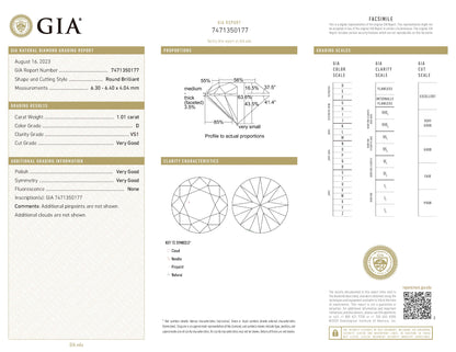 1.01ct ラウンドブリリアントカットダイヤモンド Dカラー VS1 ルース GIA　