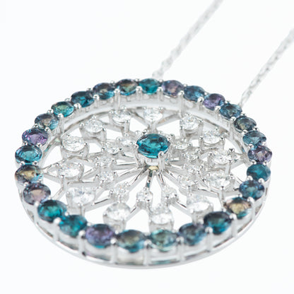 色の変化　5ctアレキサンドライトプラチナペンダント AL:5.20ct D:1.51ct Pt900/850 GIA