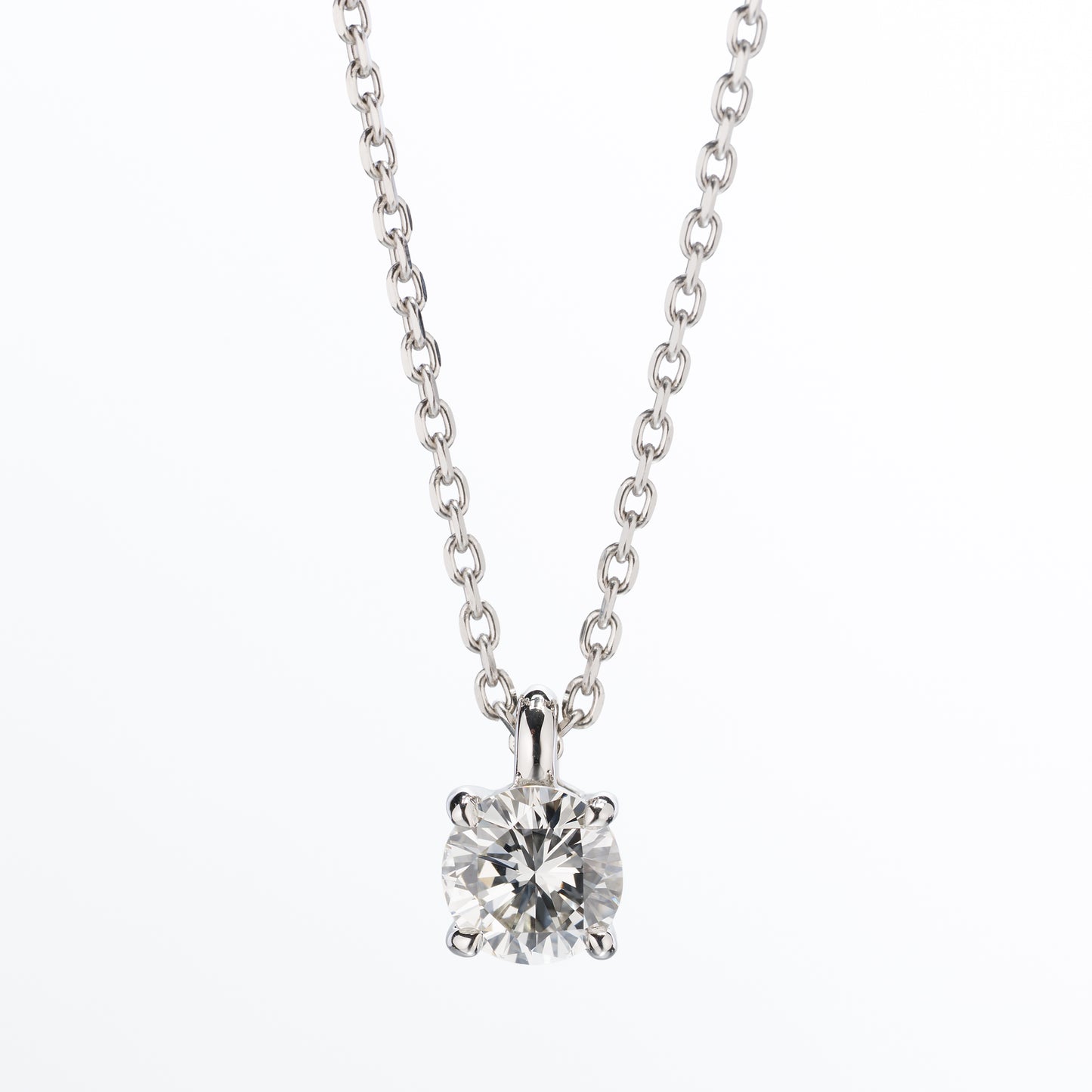 ZUISHO | Pt950 一粒ダイヤモンド 0.52ct ペンダントネックレス (H/VVS2) GIA鑑定書付 Pt850 45cm 丸小豆チェーン
