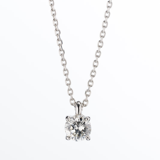 ZUISHO | Pt950 一粒ダイヤモンド 0.52ct ペンダントネックレス (H/VVS2) GIA鑑定書付 Pt850 45cm 丸小豆チェーン