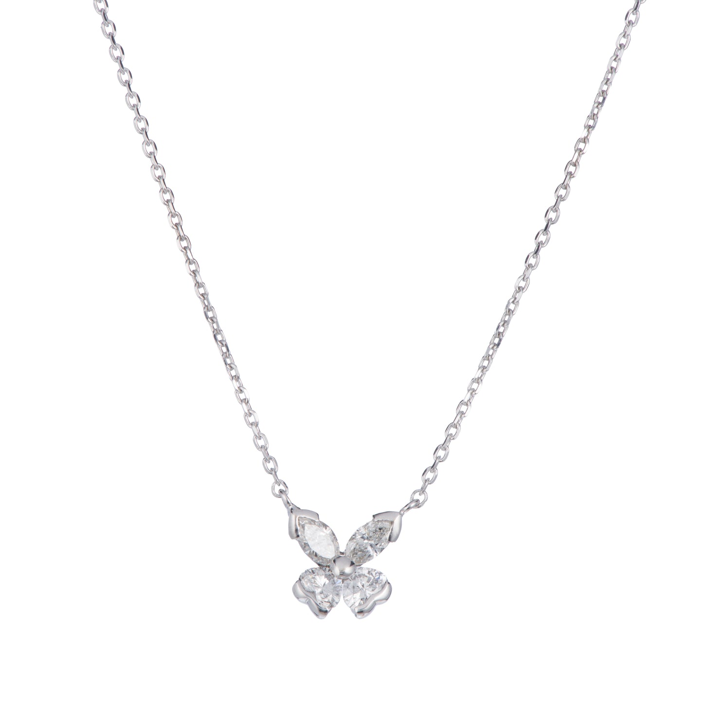 バタフライ ダイヤモンド ホワイトゴールドペンダントネックレス D: 0.4ct K18WG