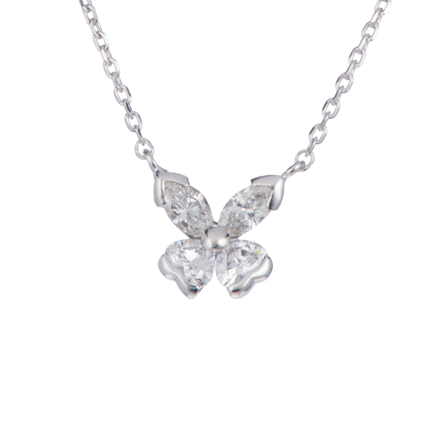 バタフライ ダイヤモンド ホワイトゴールドペンダントネックレス D: 0.4ct K18WG