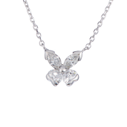 バタフライ ダイヤモンド ホワイトゴールドペンダントネックレス D: 0.4ct K18WG