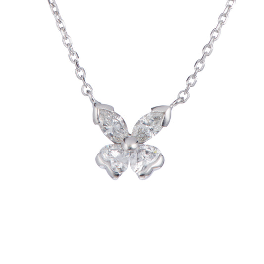 バタフライ ダイヤモンド ホワイトゴールドペンダントネックレス D: 0.4ct K18WG