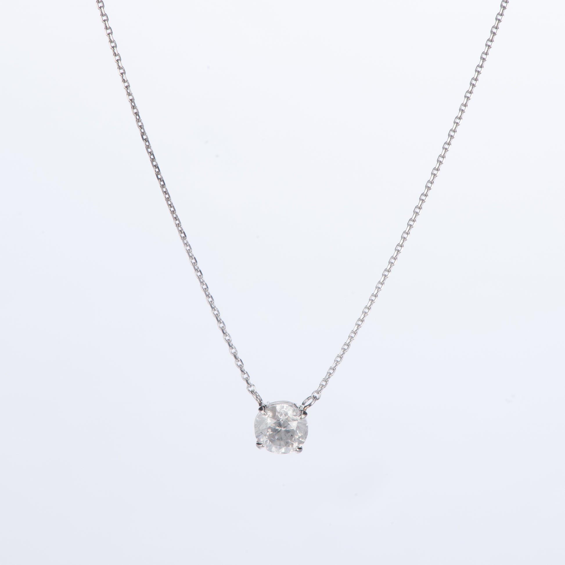 ソリティアプラチナ製 1ct Pt900/850 ラウンドカットダイヤモンドペンダントネックレス