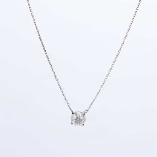 ソリティアプラチナ製 1ct Pt900/850 ラウンドカットダイヤモンドペンダントネックレス