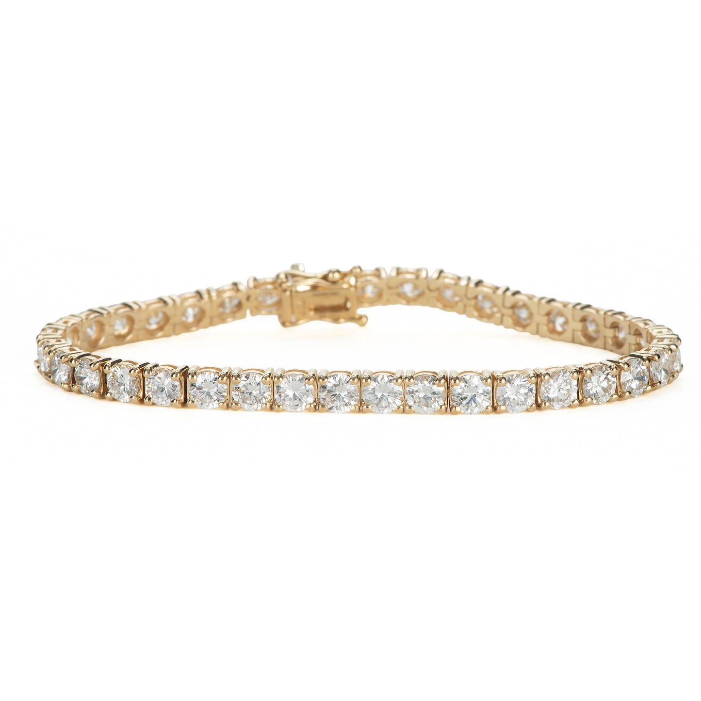 9.34ct イエローゴールド製ダイヤモンドテニスブレスレット (D: 9.39ct K18YG)
