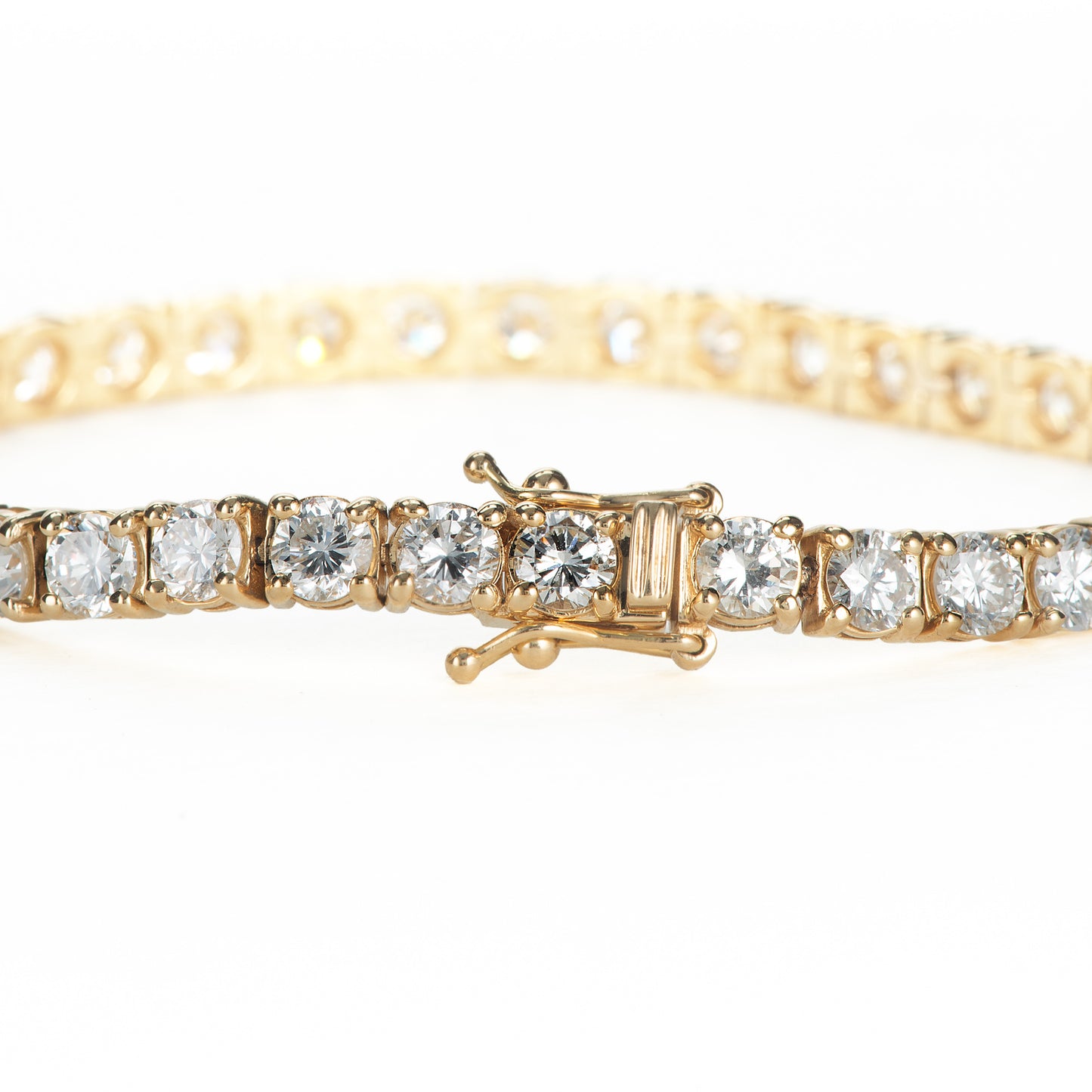 9.34ct イエローゴールド製ダイヤモンドテニスブレスレット (D: 9.39ct K18YG)