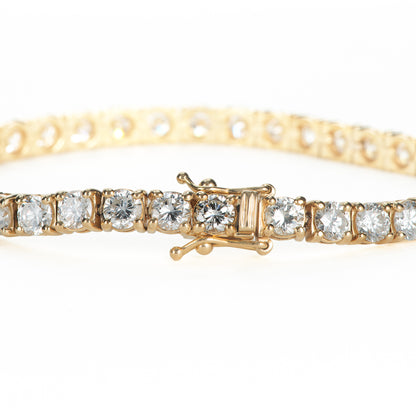 9.34ct イエローゴールド製ダイヤモンドテニスブレスレット (D: 9.39ct K18YG)