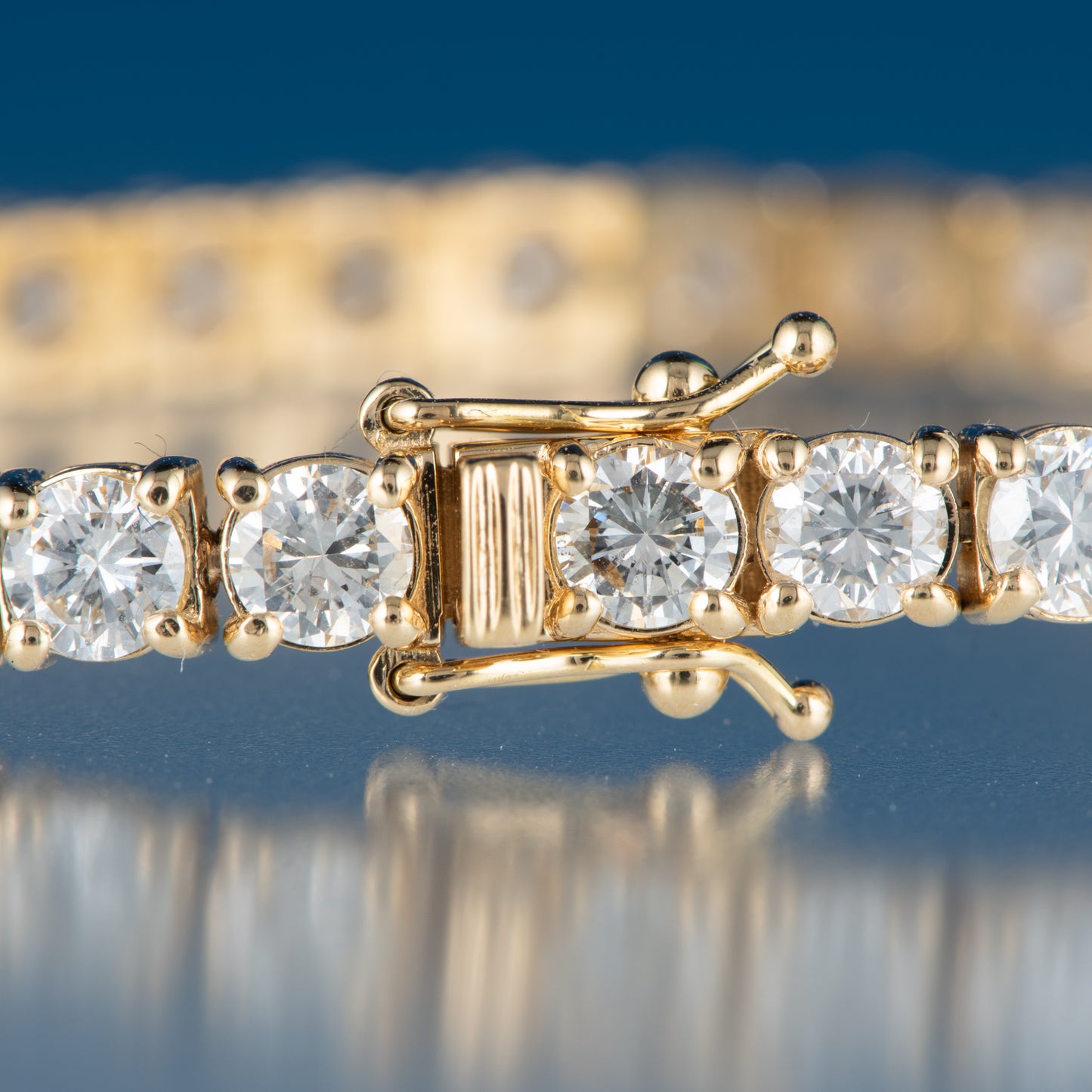 9.34ct イエローゴールド製ダイヤモンドテニスブレスレット (D: 9.39ct K18YG)