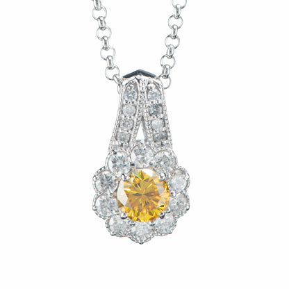 ファンシービビッドオレンジーイエローダイヤモンドペンダントネックレス プラチナ製  FVOY: 0.3247ct D:0.30ct Pt900/Pt850