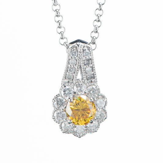 ファンシービビッドオレンジーイエローダイヤモンドペンダントネックレス プラチナ製  FVOY: 0.3247ct D:0.30ct Pt900/Pt850