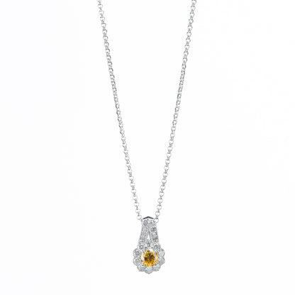 ファンシービビッドオレンジーイエローダイヤモンドペンダントネックレス プラチナ製  FVOY: 0.3247ct D:0.30ct Pt900/Pt850