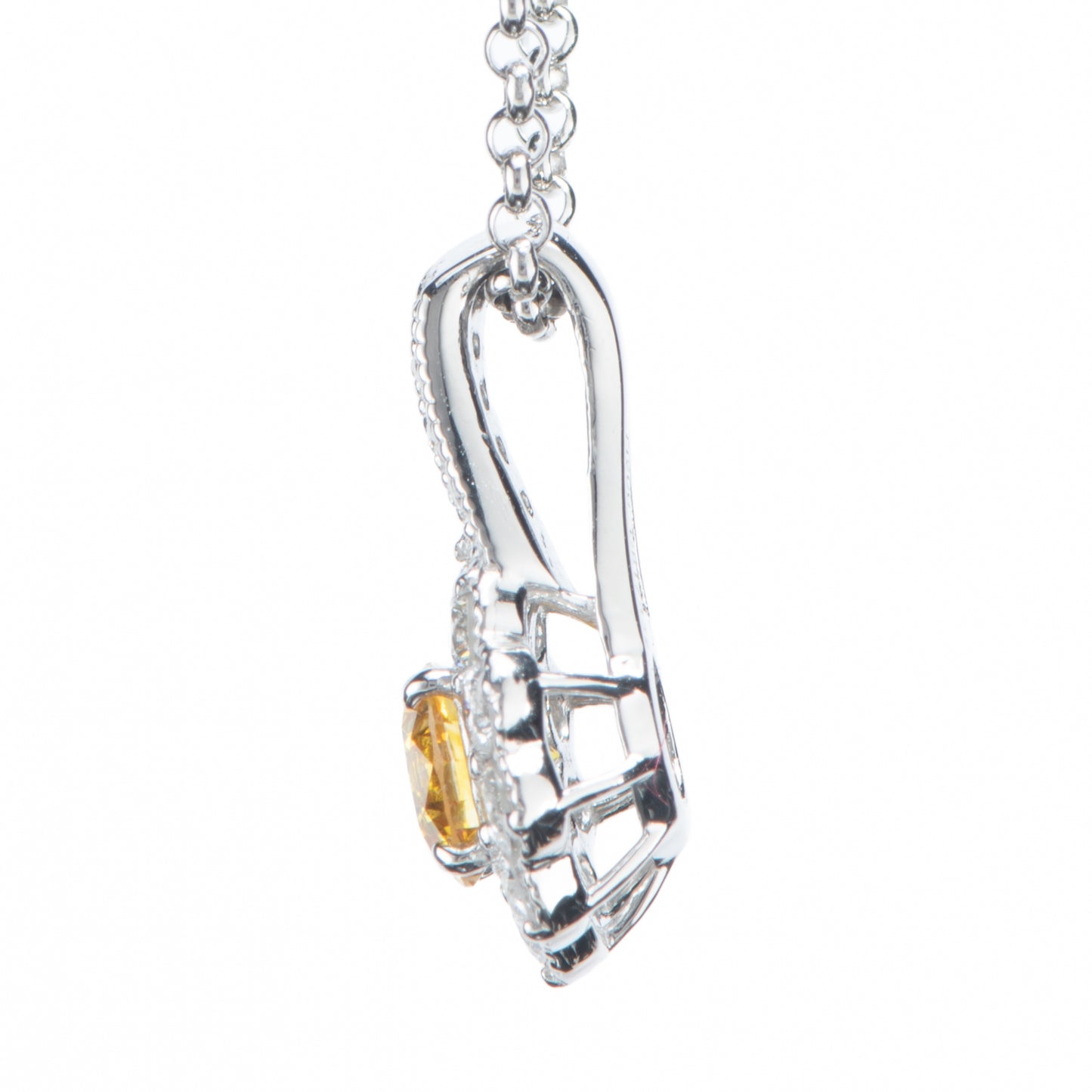 ファンシービビッドオレンジーイエローダイヤモンドペンダントネックレス プラチナ製  FVOY: 0.3247ct D:0.30ct Pt900/Pt850