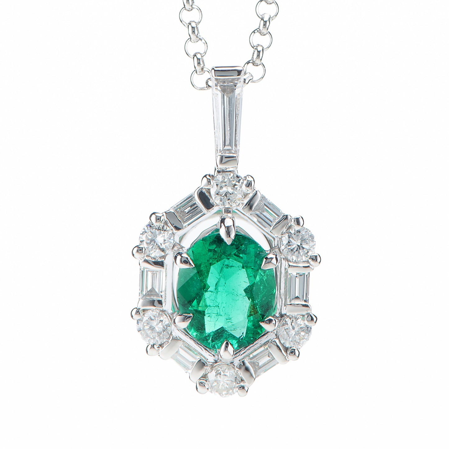 コロンビア産エメラルド　ダイヤモンドペンダントネックレス プラチナ製  E0.53ct D:0.36ct Pt900/Pt850