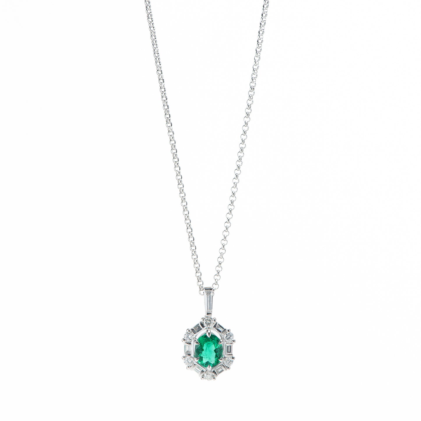 コロンビア産エメラルド　ダイヤモンドペンダントネックレス プラチナ製  E0.53ct D:0.36ct Pt900/Pt850