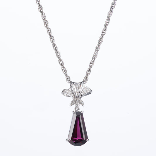 プラチナ製 ロードライトガーネット ペンダントネックレス
