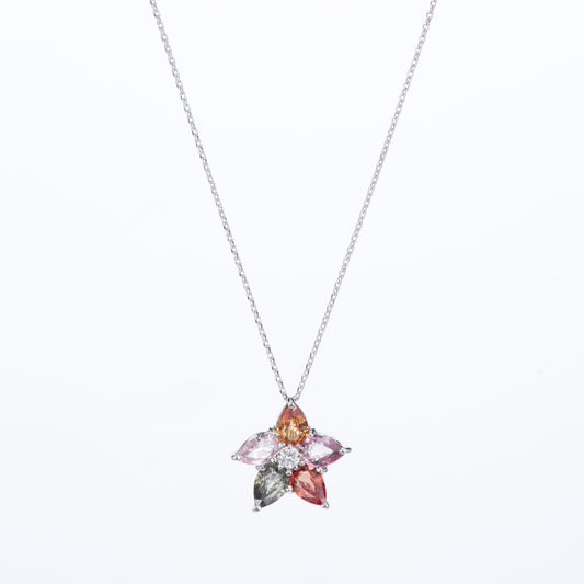 ブルーム　マルチカラーサファイアのペンダントネックレス