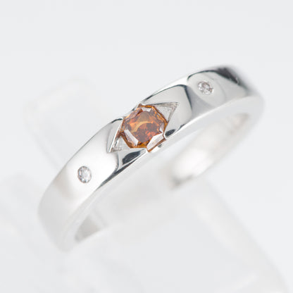 ファンシーディープイエロウィッシュオレンジダイヤモンド プラチナリング D: 0.241ct D: 0.03ct FDYO SI2 Pt900 全宝協